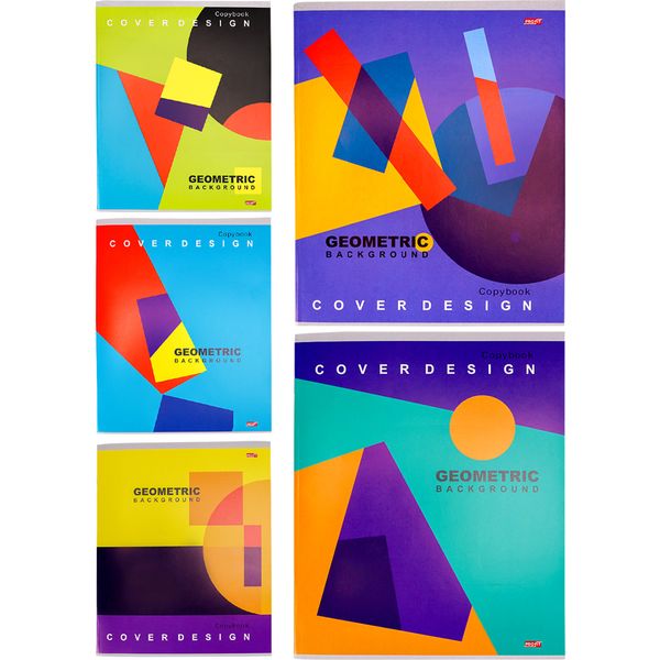 Тетрадь А5, клетка, 48 л., на скобе, 60 г/м², мел. бумага, Profit Геометрическая абстракция_5 дизайнов