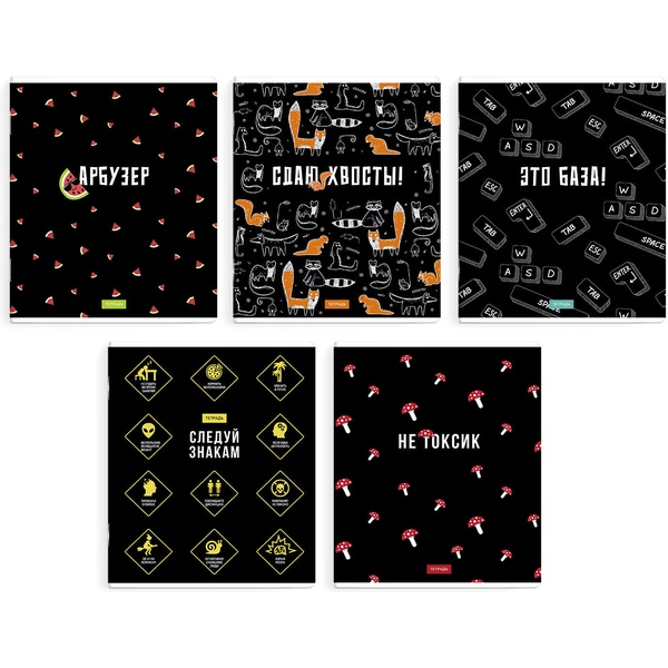 Тетрадь А5, клетка, 48 л., на скобе, 60 г/м², твин-лак, Феникс+ Герои с характером_5 дизайнов Акция!