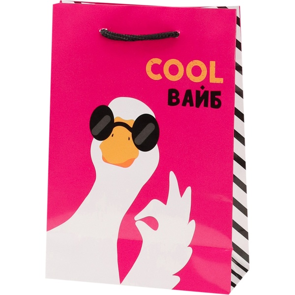 Пакет подарочный, 14*20*6.5 см, мел. бумага 157 г/м², глянц., Optima Стильный гусь Акция!