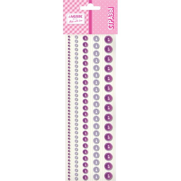 Стразы самоклеящиеся, 115 шт., круглые, 5 р-ров, цв.: оттенки аметиста, deVENTE DIY_Pearls