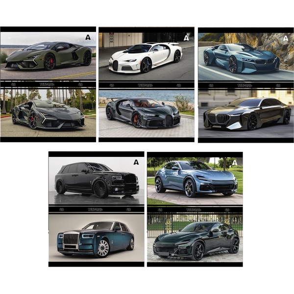 Тетрадь А5, клетка, 48 л., на скобе, 60 г/м², Alingar Авто в городе_5 дизайнов