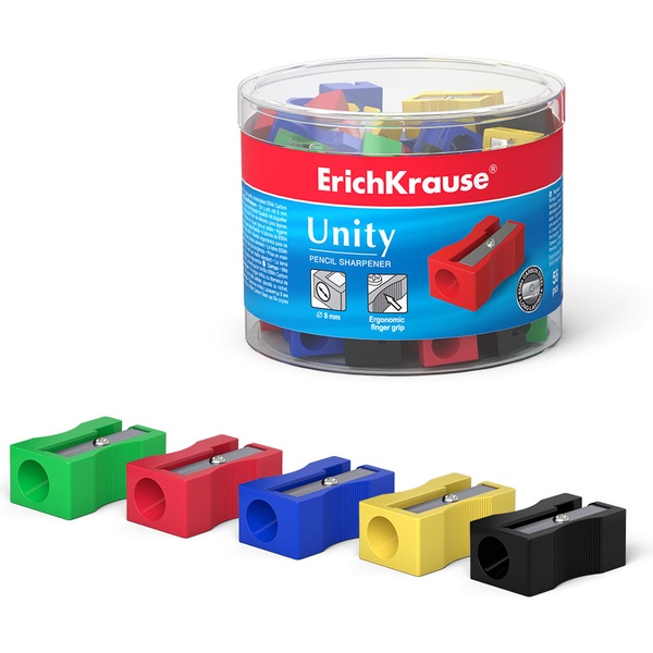 Точилка пластиковая, 1 отв., ErichKrause Unity_5 дизайнов Точилка пластиковая, 1 отв., ErichKrause Unity_5 дизайнов