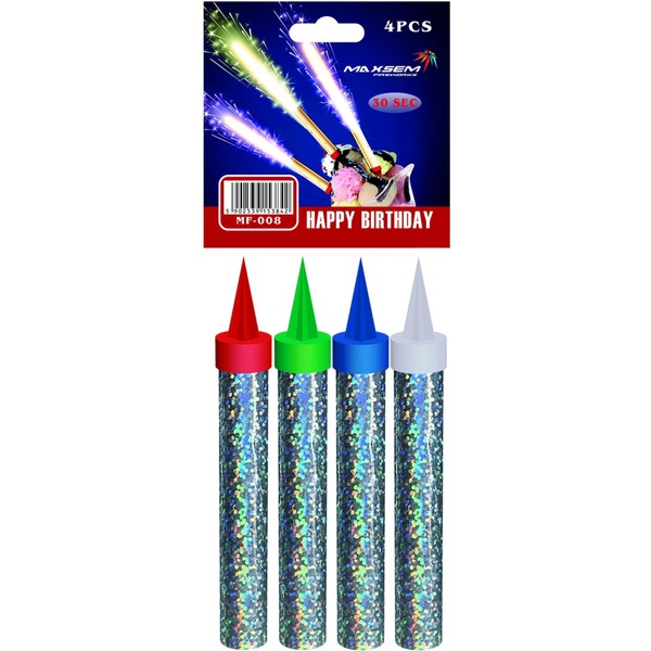 Свеча-фейерверк для торта, 10 см, цветные искры, Maxsem ICE FOUNTAN (4 шт.)   Акция!