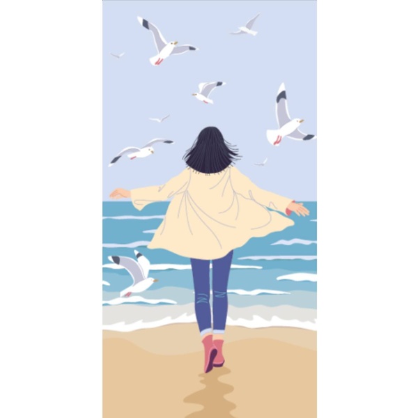 Конверт для денег универсальный (без темы) Dream Cards Девушка на пляже с чайками