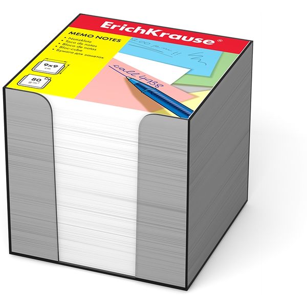 Бумага для заметок в подставке, 9*9*9 см, 80 г/м², белая (98%), ErichKrause