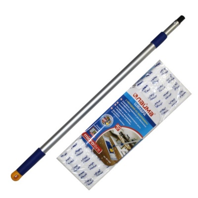 Швабра с флаундером 40 см, телескоп. черенок 130 см, микрофибра/абразив, карманы, LAIMA