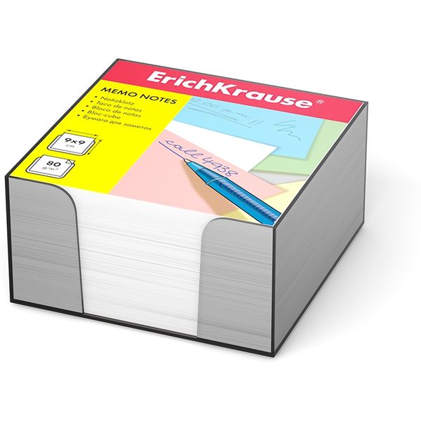 Бумага для заметок в подставке, 9*9*5 см, 80 г/м², белая (98%), ErichKrause
