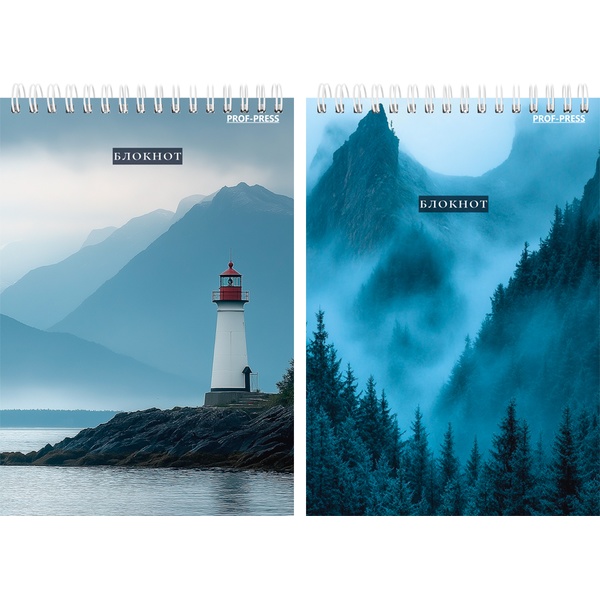 Блокнот на гребне А5, 80 л., клетка, 60 г/м², Prof-Press Спокойствие природы-1_2 дизайна