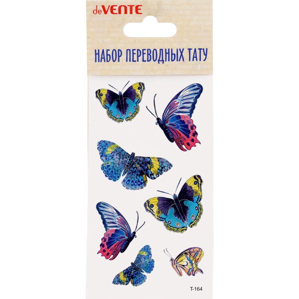 Наклейка переводная (тату) deVENTE Бабочки, 6 шт.