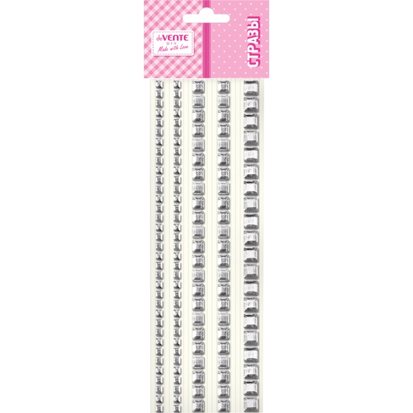 Стразы самоклеящиеся, 153 шт., квадратные, 5 р-ров, цв.: серебряный, deVENTE DIY Jewelry Inspiration