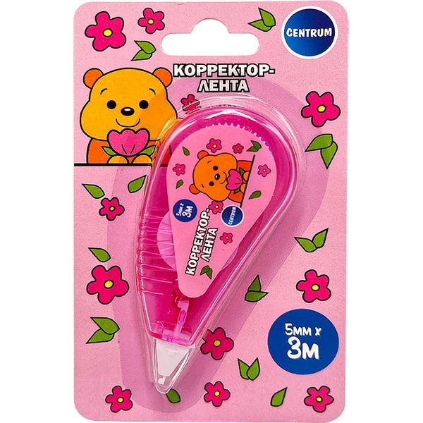 Лента корректирующая 5 мм* 3 м, фронт. аппликатор, п/п корпус, Centrum Медвежонок