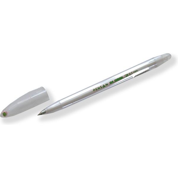 Ручка шариковая зеленая, 0.5 мм, полупрозр. корпус, PENSAN Global-21