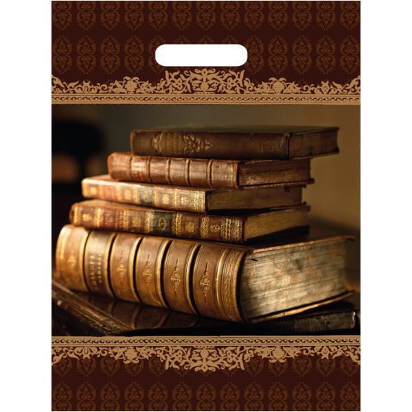 Пакет с вырубной ручкой, 40*31 см, полиэтилен 60 мкм, Книги