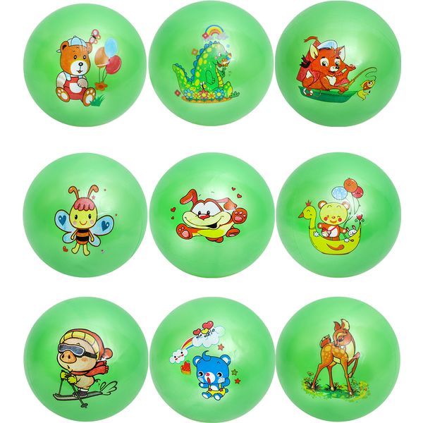 Мяч детский d 15 см, Любимые животные, зеленый, рисунок микс