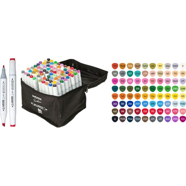 Скетчмаркеры 2-сторонние, набор 80 цв., спирт. основа, перо пуля/клин, deVENTE Emotion (сумка) Акция!
