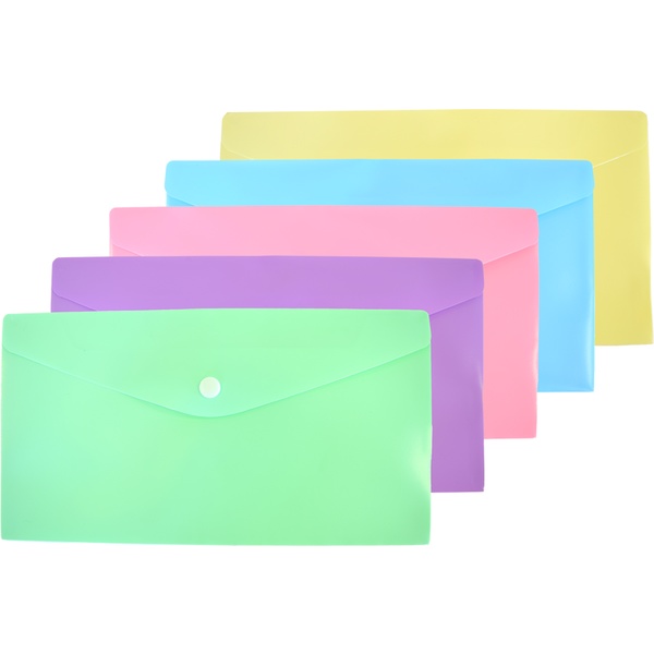 Папка-конверт на кнопке, Travel-size, PP 180 мкм, непрозрачная, deVENTE Pastel_5 цветов Папка-конверт на кнопке, Travel-size, PP 180 мкм, непрозрачная, deVENTE Pastel_5 цветов