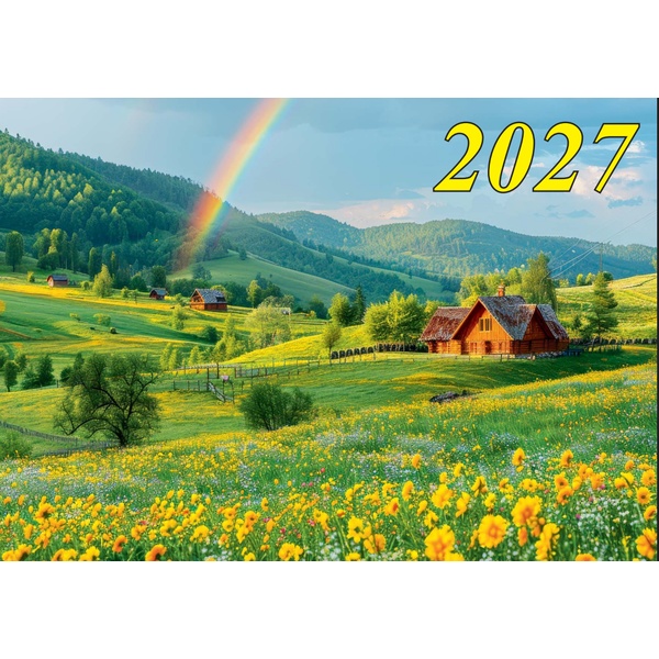 Календарь настенный листовой 2027 г. Летний пейзаж, А3