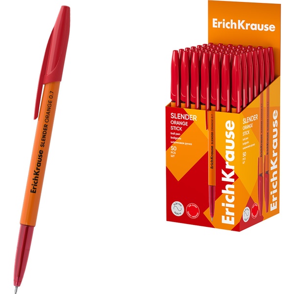 Ручка шариковая красная, 0.7 мм "игла", super glide TEC, ErichKrause Slender Stick Orange Ручка шариковая красная, 0.7 мм "игла", super glide TEC, ErichKrause Slender Stick Orange
