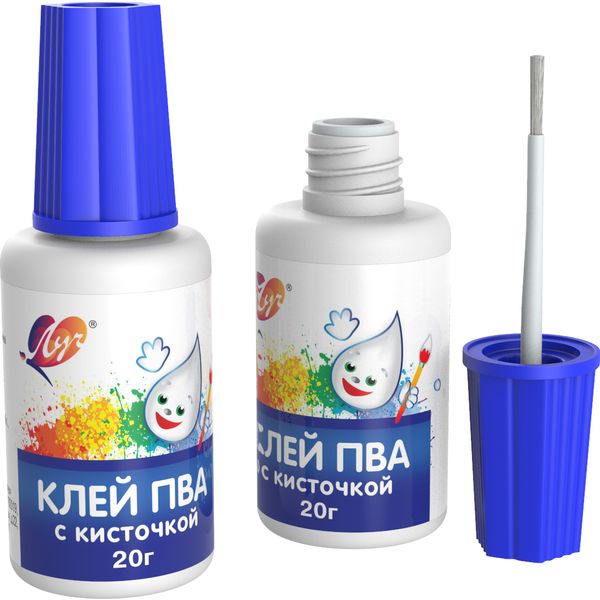 Клей ПВА ЛУЧ, 20 г, пластиковый флакон с кисточкой Клей ПВА ЛУЧ, 20 г, пластиковый флакон с кисточкой