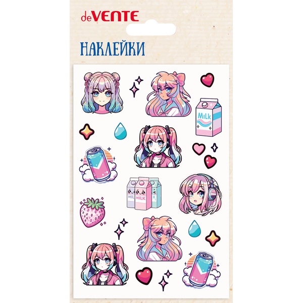 Паф-стикеры (объемные), карточка 100*150 мм, ПВХ, deVENTE Anime girl 