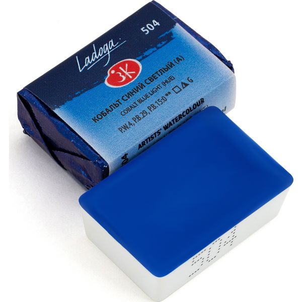 Краска акварельная ЛАДОГА, кобальт синий светлый (А) (G), кювета 2.5 мл Акция!
