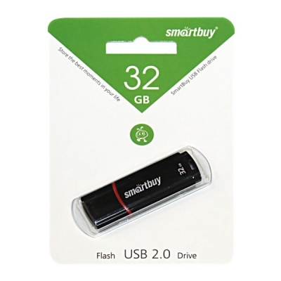 Флеш-накопитель USB 2.0, 32 ГБ, Smartbuy Crown Black/черный