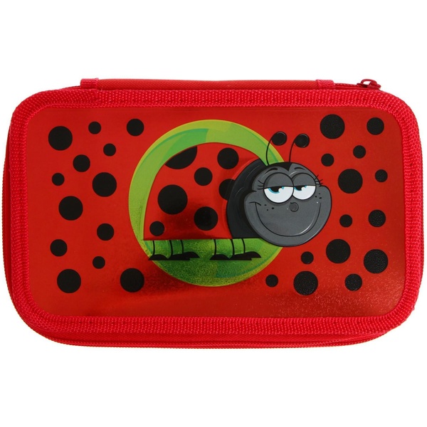 Пенал 3 отд., на молнии, 205*125*65 мм, лам. картон, конгрев, тисн. ф., Божья коровка