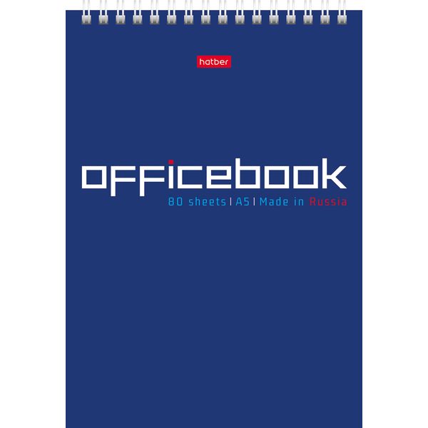Блокнот на гребне А5, 80 л., клетка, 65 г/м², уф-лак, ж/подложка, Hatber Office Book   Акция!