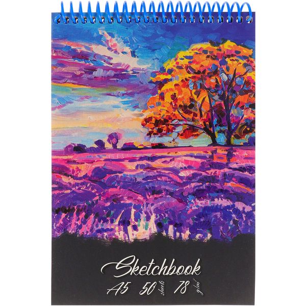 Скетчбук А5, на спирали, 50 л., крафт блок 78 г/м², MILAND Живописное дерево   Акция!