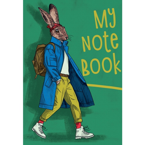 Блокнот на скобе А5, 40 л., клетка, 80 г/м2, выб. лак, MyArt My notebook_Заяц   Акция!