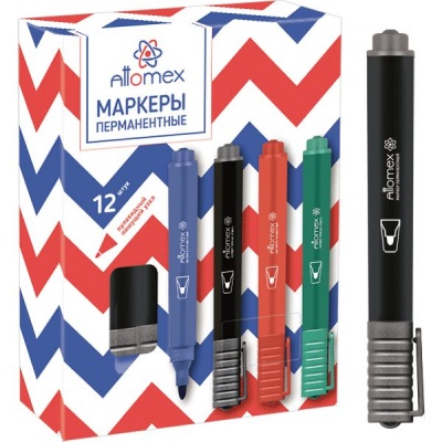 Маркер перманентный, черный, пулевидный, 3 мм, Attomex Маркер перманентный, черный, пулевидный, 3 мм, Attomex