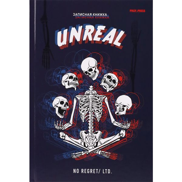 Блокнот в твердом переплете А5, 80 л., клетка, Prof-Press Медитация скелет, ламин. матовая, твин-лак   Акция!
