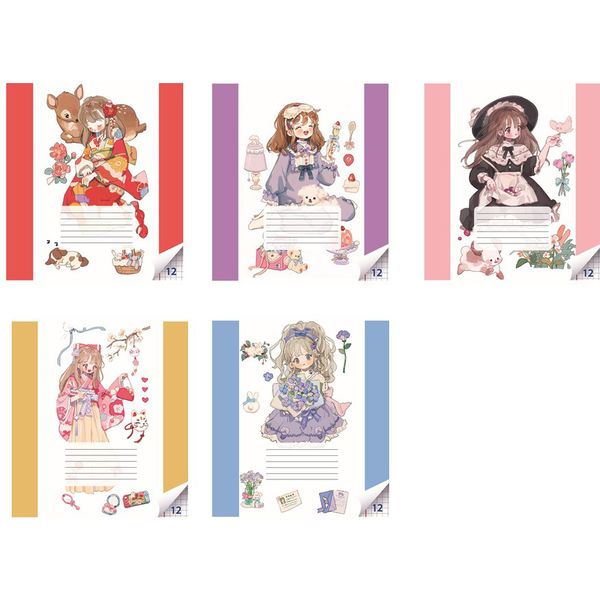 Тетрадь А5, клетка, 12 л., на скобе, 65 г/м², мел. бумага, CENTRUM Девочки_5 дизайнов