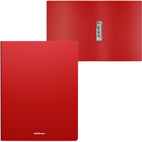 Папка с прижимным механизмом, А4, PP 400 мкм, "песок", 17 мм, ErichKrause Matt Classic/ Красная